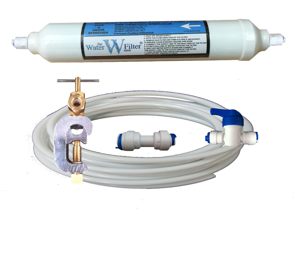 American fridge freezer plumbing Ice Water Kit - Filter, Pipe, Hose Connectors fits Samsung LG Bosch Daewoo GE and all other models - Water Filter Men