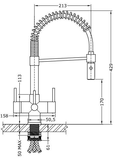 Milano 3-Hebel-Triflow-Filterhahn Chrom - Wasserfilter Männer