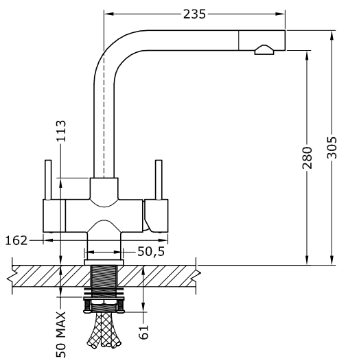 Sorrento 2-Hebel-Triflow-Filterhahn Chrom - Wasserfilter Männer