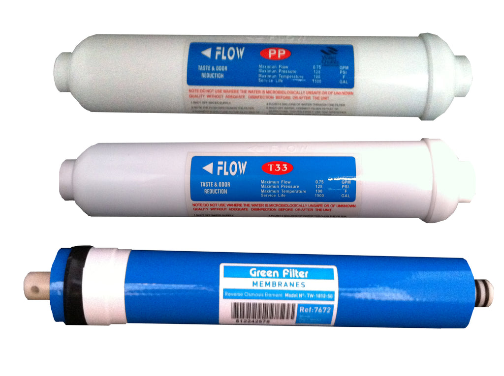 3 Etapas 100 gpd Sistema RO del acuario Juego completo de filtros de repuesto - Filtros de agua para hombres