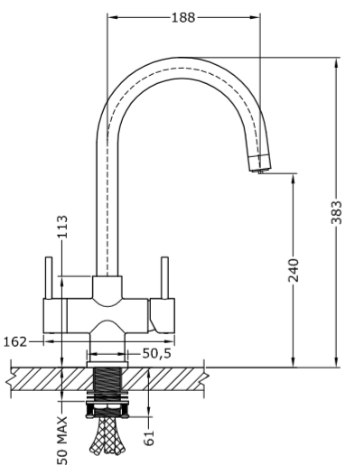 Verona 2 Lever Triflow Filter Tap Chrome