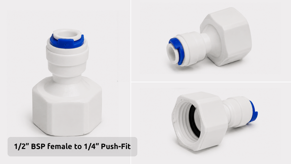 BSP Female to Push-Fit Adaptor Connector (1/4”, 3/8”, 1/2”, 3/4”, 7/16