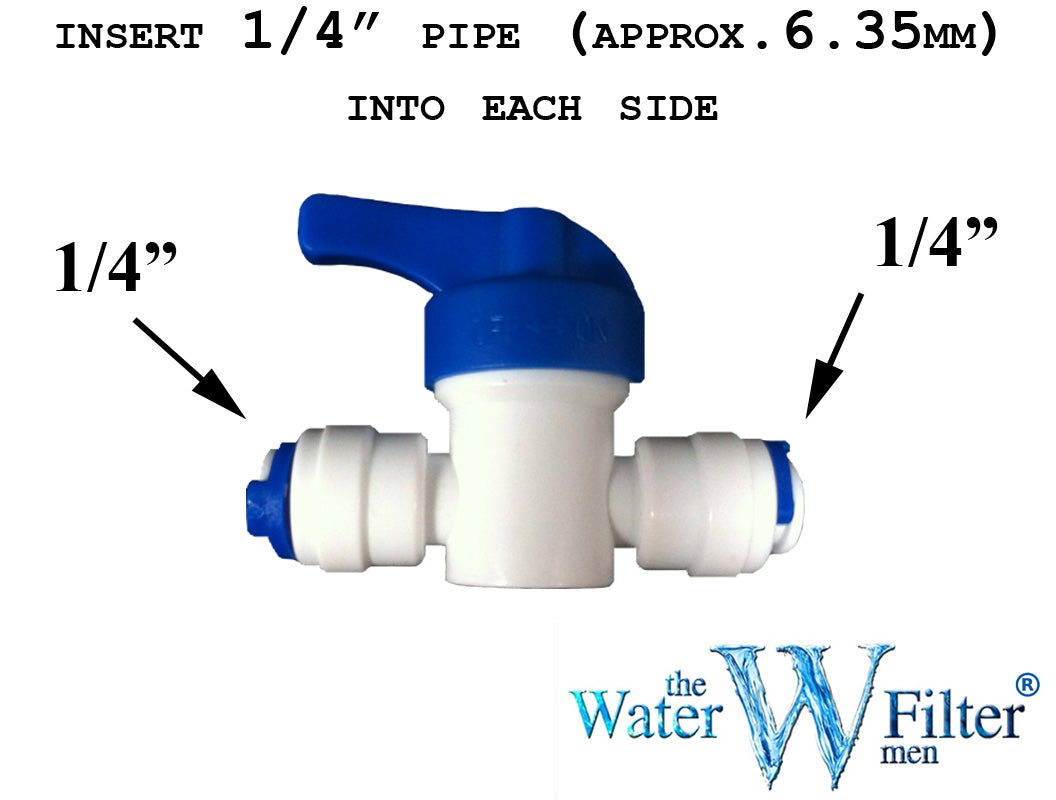 Inline Tap Shut Off Valve Quickfit Connector Pushfit 1/4 or 3/8 inch ...